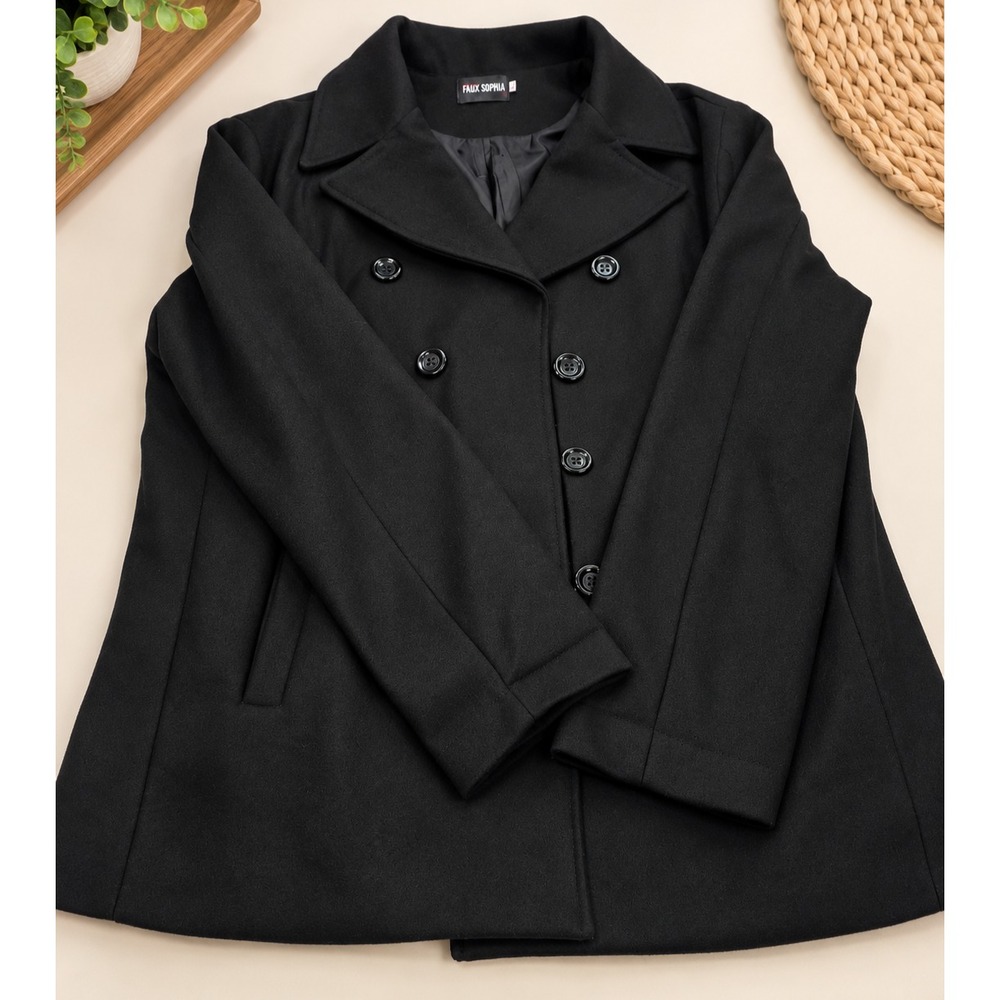 FlexSupplu Women's Wool Blend Coat Black XXXL 3X – Vintage – Made in China